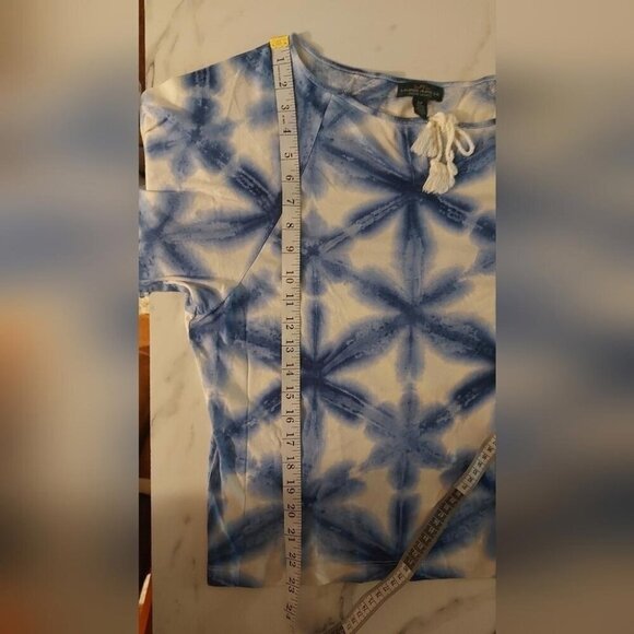 Ralph Lauren Blue Tie-Dye Boho Blouse Cottagecore Bohemian Chic Coastal Cowgir - Picture 6 of 8